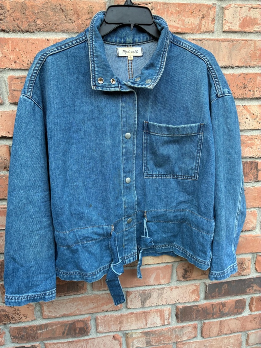 Madewell Medium Blue Denim Drawstring Jean Jacket